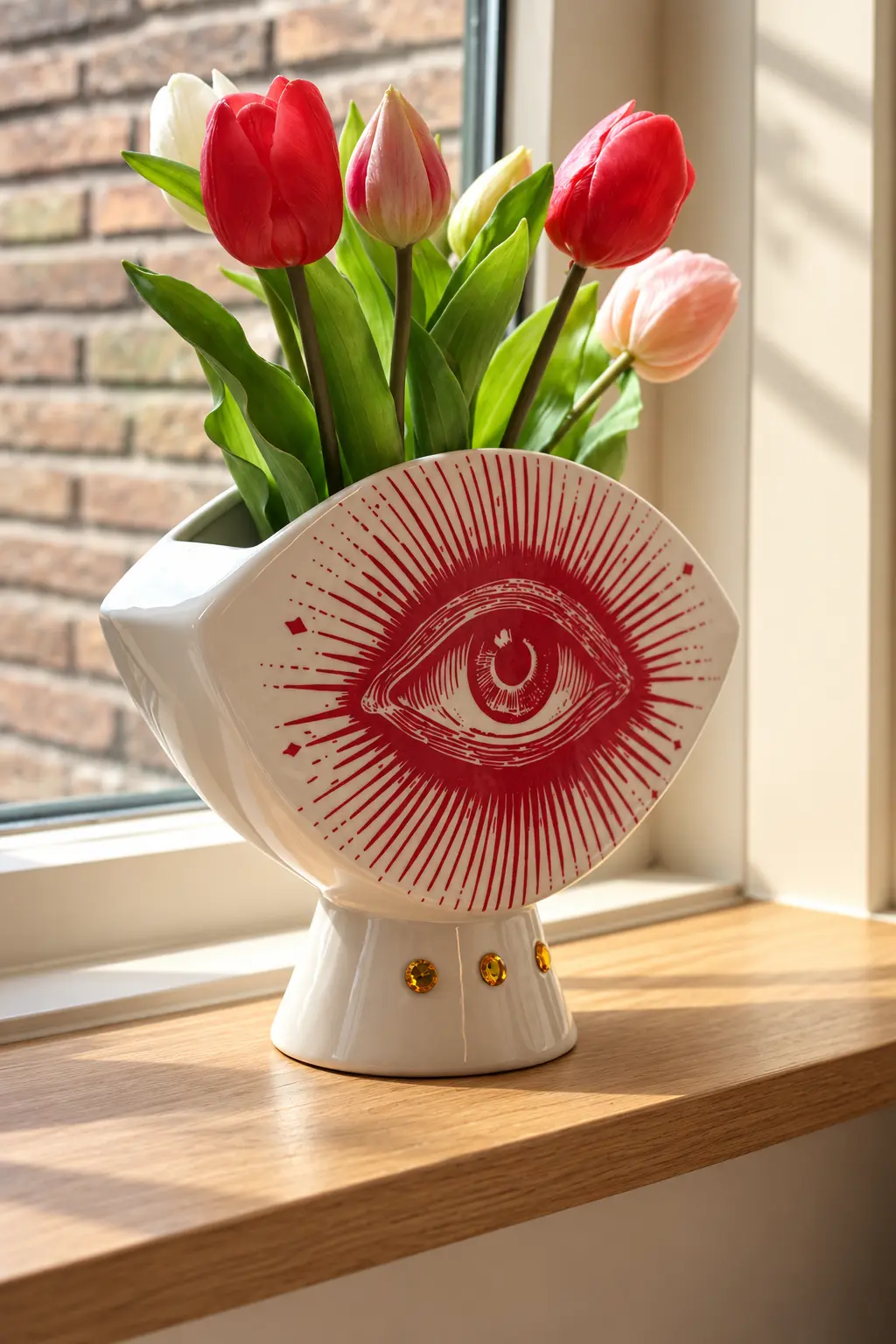 Kitsch Royale oog-vaas met tulpen