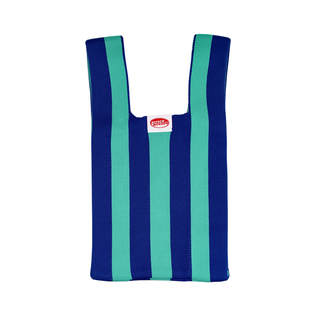 Kitsch Kitchen poppy bag blauw verticale strepen