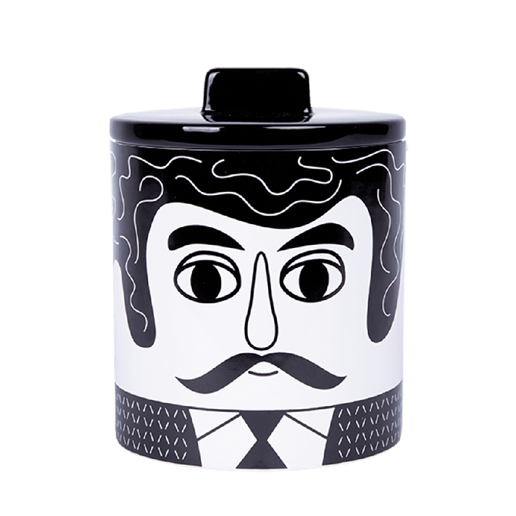 Kitsch Kitchen storage jar Carlos b/w