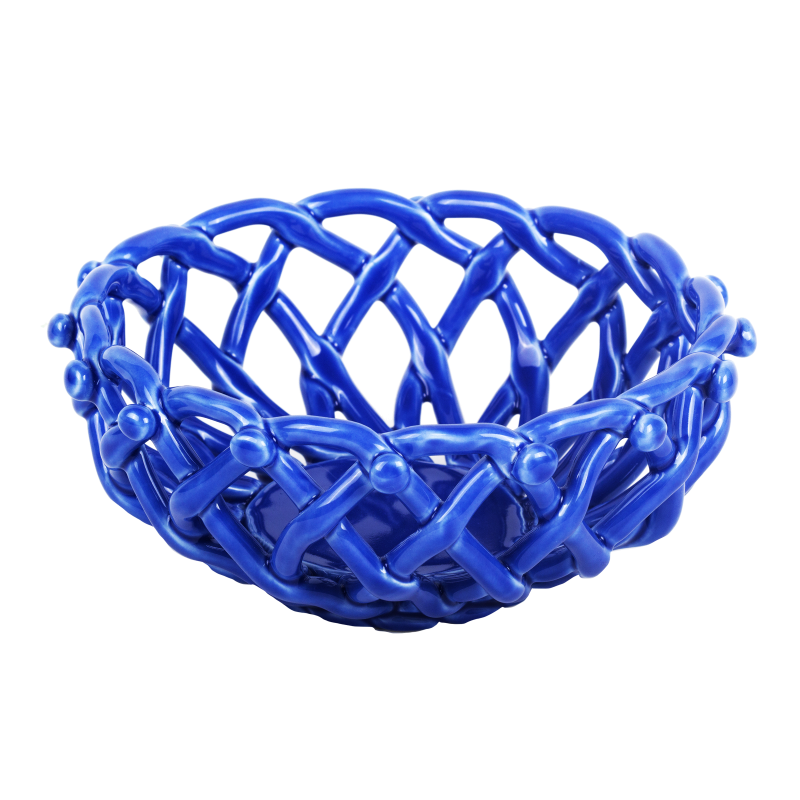 Kitsch Kitchen basket porcelain round Streetstyle blue S