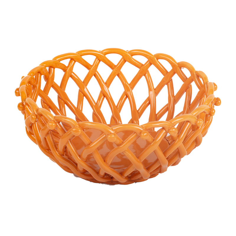 Kitsch Kitchen basket porcelain round Streetstyle orange M