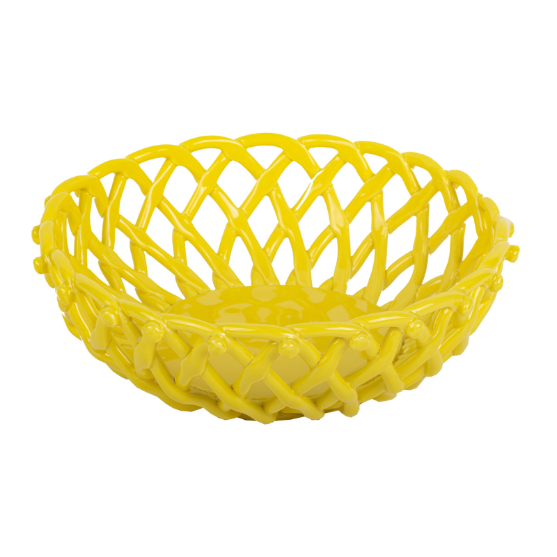 Kitsch Kitchen basket porcelain round Streetstyle yellow L