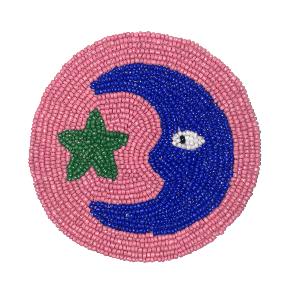 Kitsch Kitchen onderzetter Loteria La Luna roze - blauw