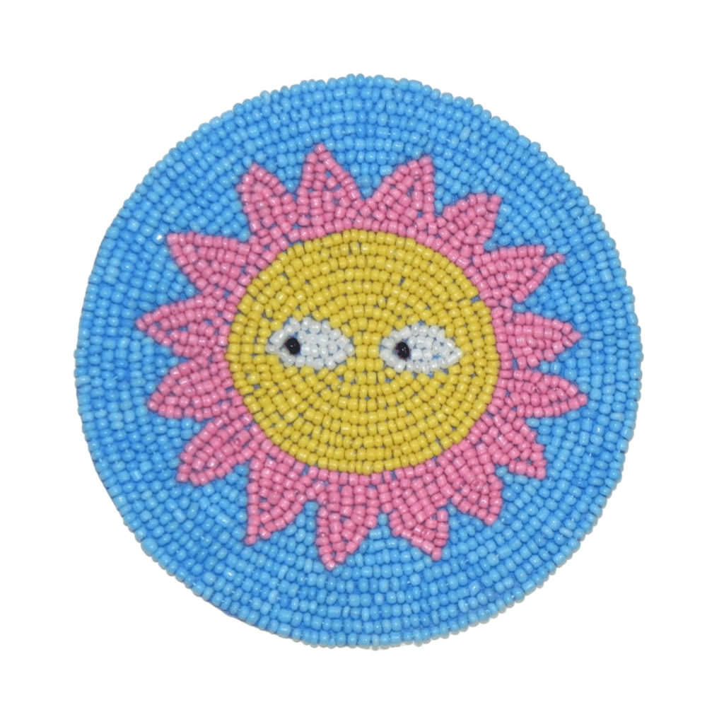 Kitsch Kitchen coaster Loteria El Sol light blue - yellow