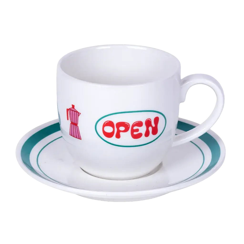 Kitsch Kitchen cup and saucer El Restaurante la signora