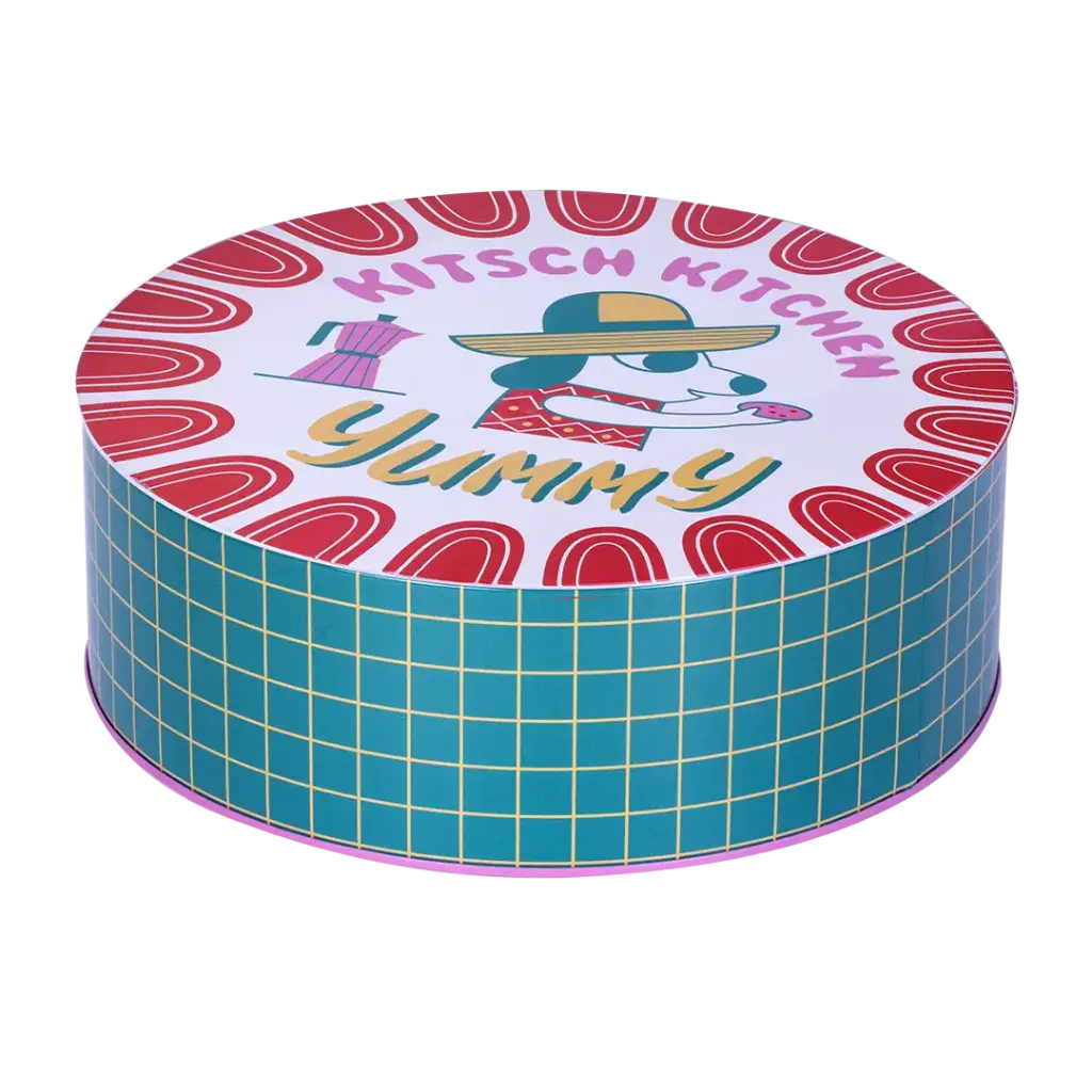 Kitsch Kitchen round cookie tin El Restaurante yummy dia 20x6.8cm