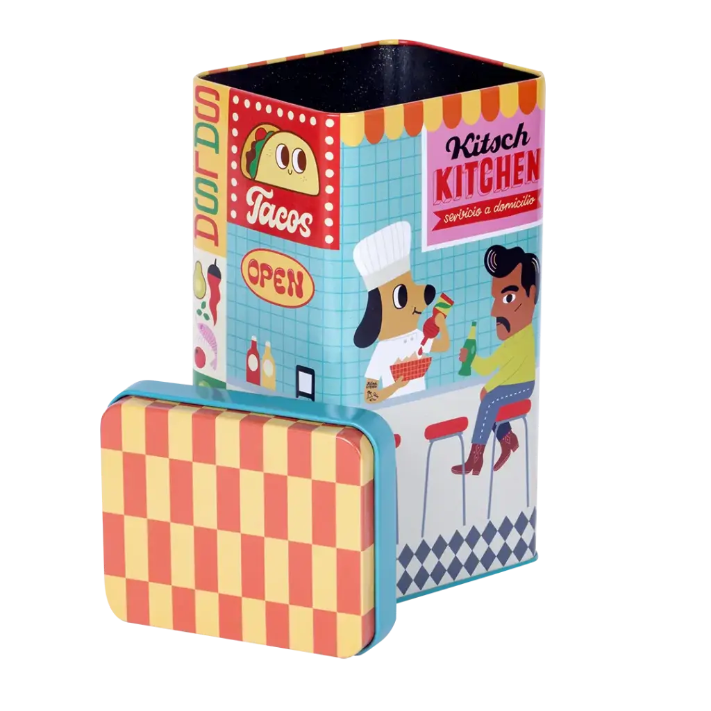 Kitsch Kitchen voorraad blik El Restaurante el chef 11x20cm