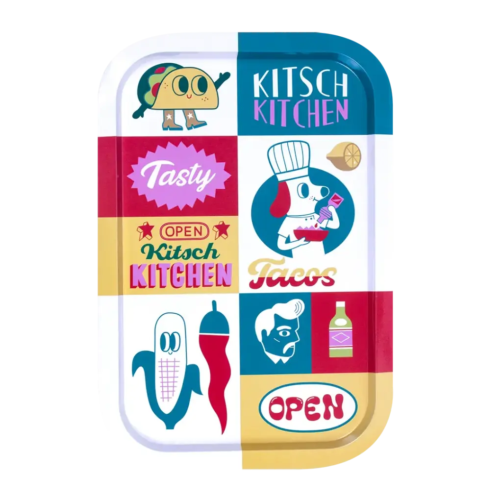 Kitsch Kitchen rectangular tin tray El Restaurante tasty taco