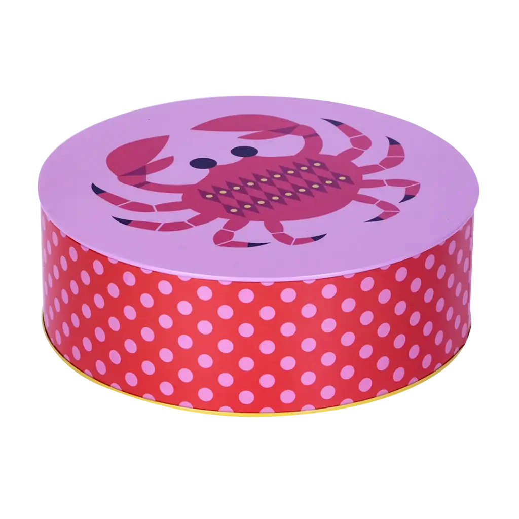 Kitsch Kitchen round cookie tin Sealife crab dia 20x6.8cm