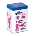 Kitsch Kitchen voorraad blik Sealife crab/white sea 10x15cm