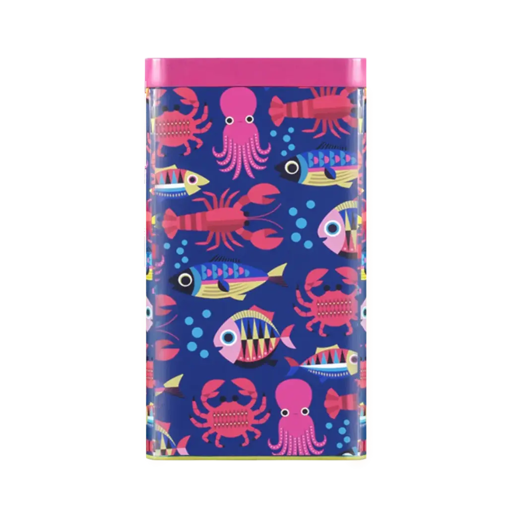 Kitsch Kitchen rectangular tin Sealife small fish/blue sea 11x20cm