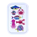 Kitsch Kitchen rectangular tin tray Sealife white sea