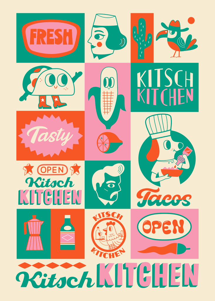 Kitsch Kitchen teatowel El Restaurante tasty taco
