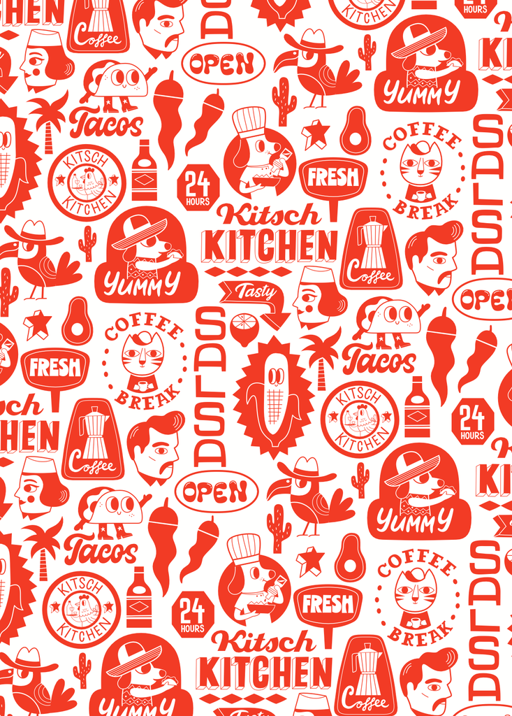 Kitsch Kitchen teatowel El Restaurante mexican summer