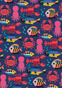 Kitsch Kitchen teatowel Sealife blue sea
