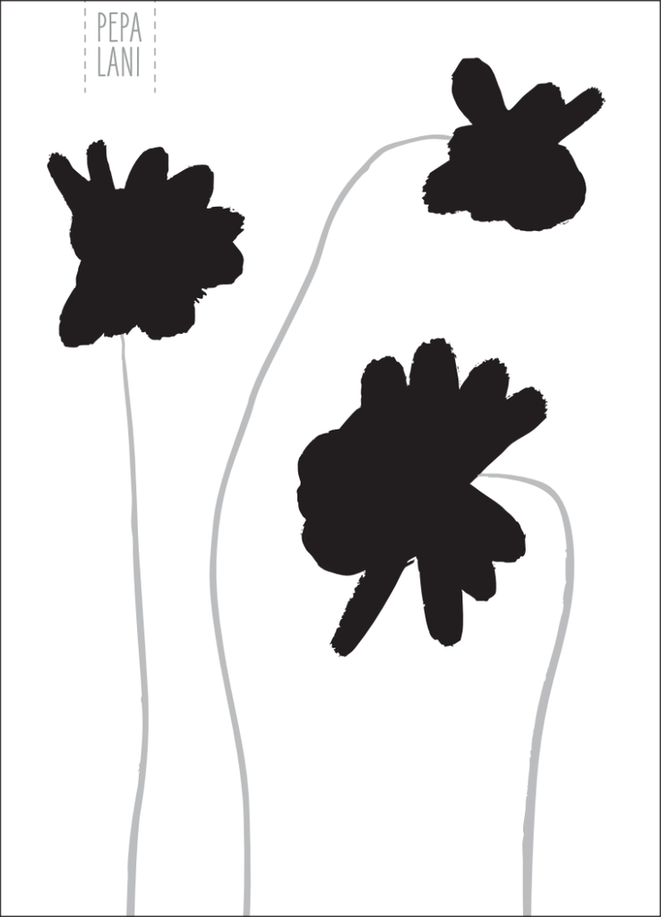 Pepa Lani B&W notebook poppy flower 