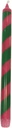 Kitsch Kitchen diner kaars roze/groen gestreept 30 cm (25u)