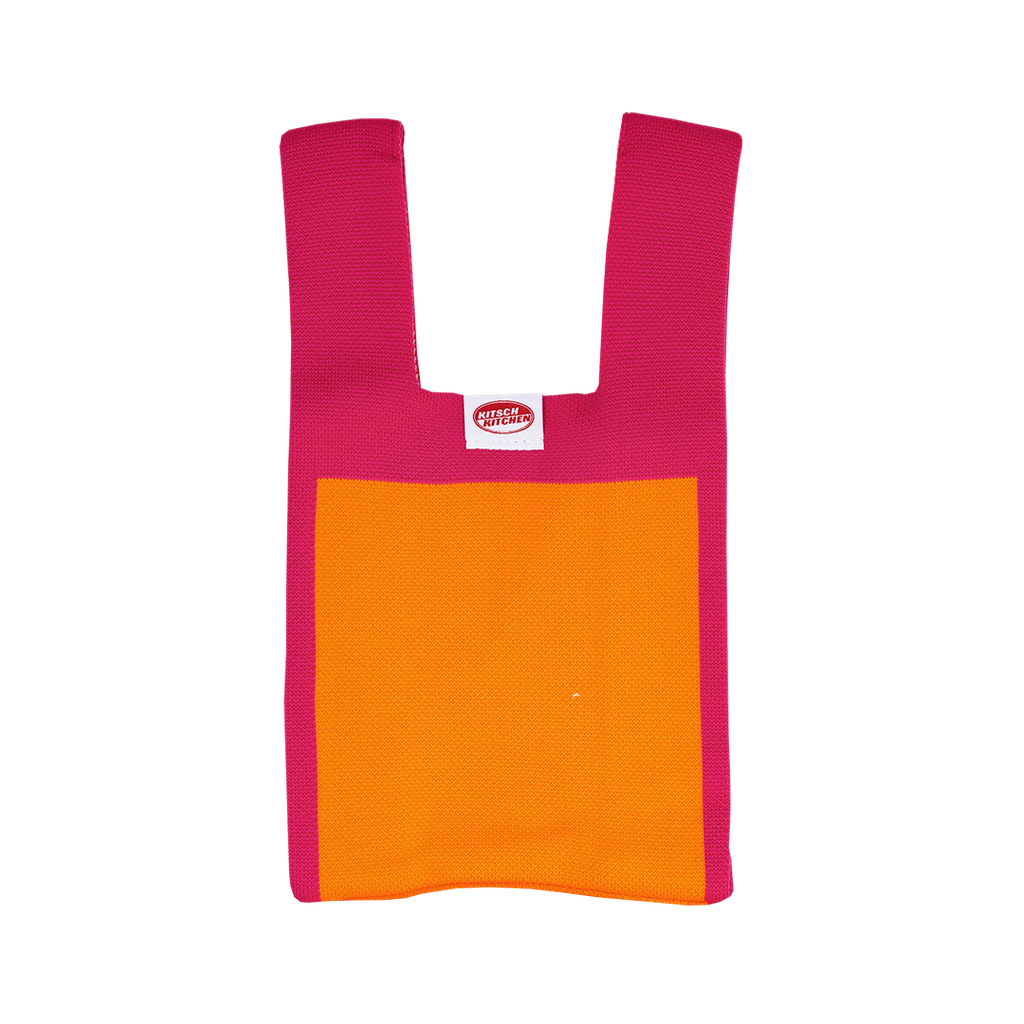 Kitsch Kitchen poppy bag roze met oranje vierkant