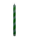Kitsch Kitchen diner kaars turquoise/groen gestreept 30 cm (25u)