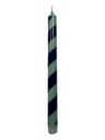 Kitsch Kitchen dinner candle turquoise/blue striped 30 cm (25h)