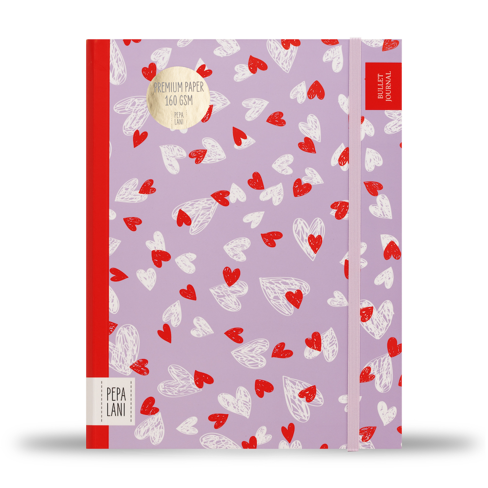 Pepa lani bullet journal PRO Flower Small hearts lila/wit 