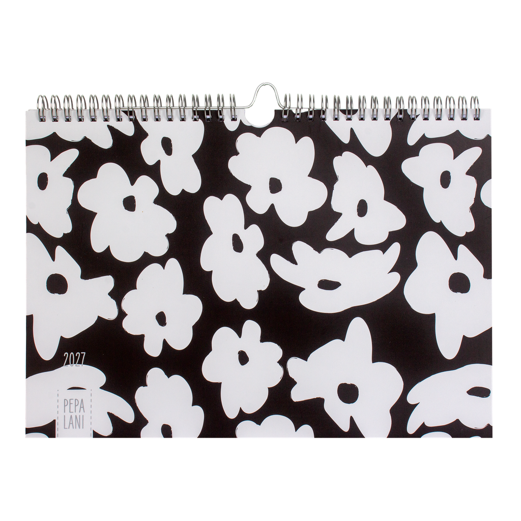 Pepa Lani Black & White familie planner 2027 Flowerbomb