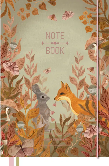 Pimpelmees Magical Forest notebook fox grassy green