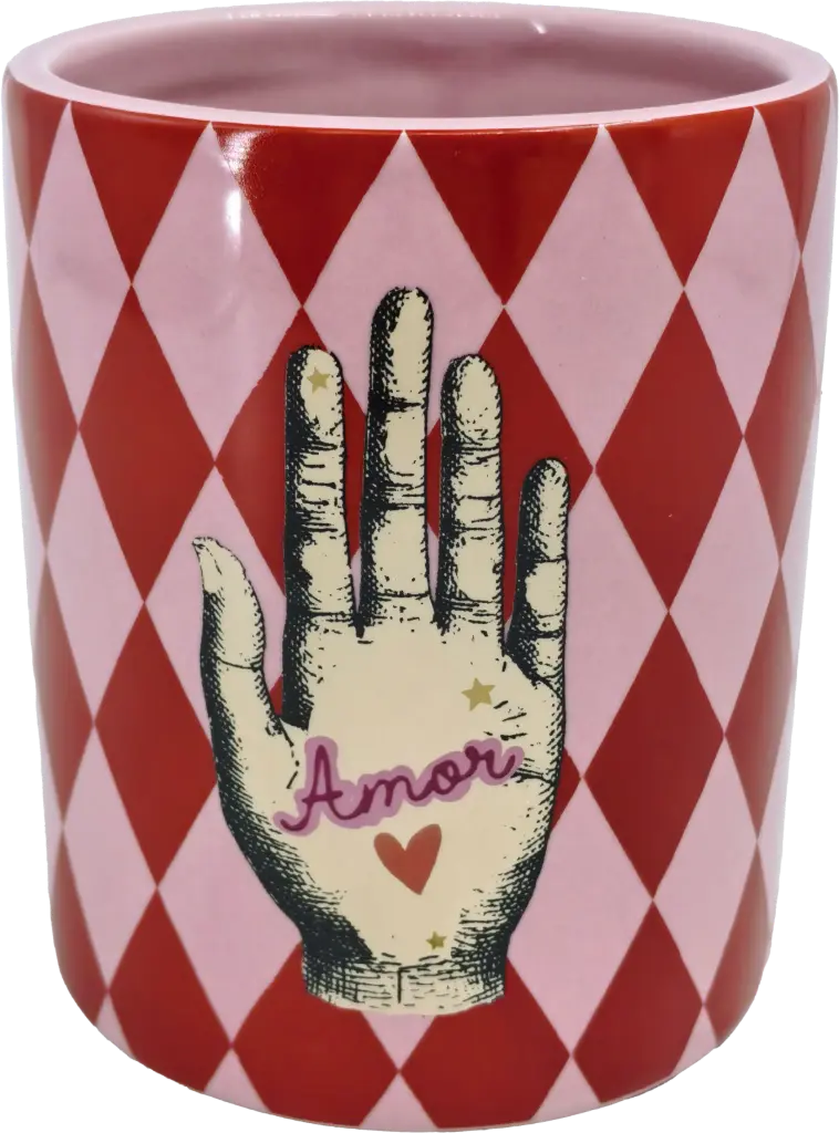 Kitsch Kitchen Kitsch Royale voorraadpot S diamonds rood/roze hand 