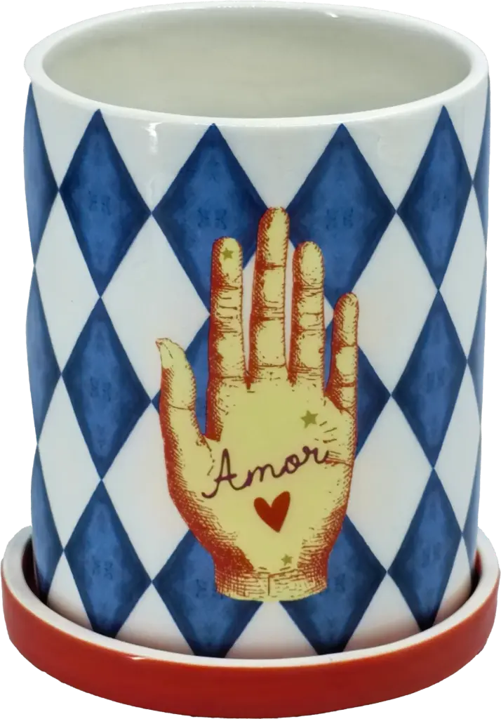 Kitsch Kitchen Kitsch Royale voorraadpot Diamonds blauw/wit met onderzetter