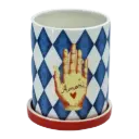 Kitsch Kitchen Kitsch Royale jar big w. coaster diamonds blue/white