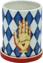 Kitsch Kitchen Kitsch Royale voorraadpot Diamonds blauw/wit met onderzetter