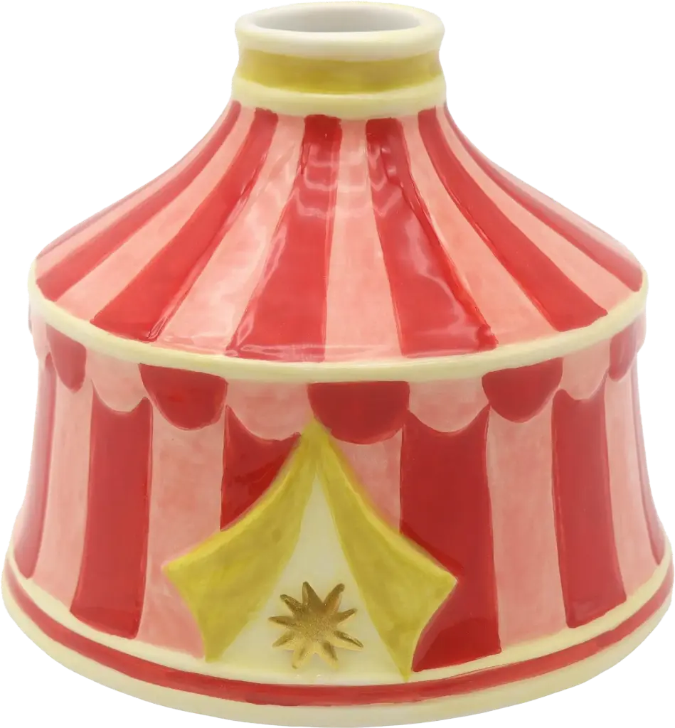 Kitsch Kitchen Kitsch Royale kandelaar/mini vaas circus tent roze/rood 9x11cm