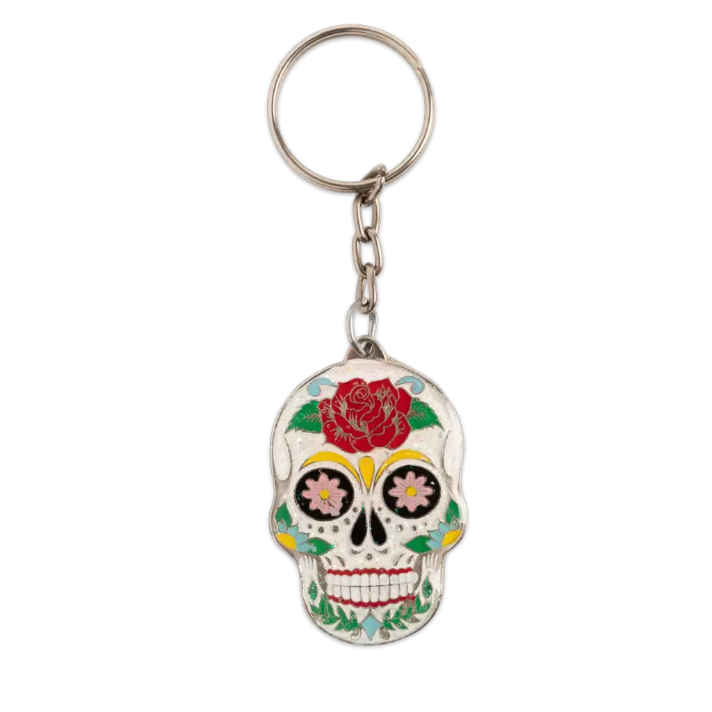 keyring skull white