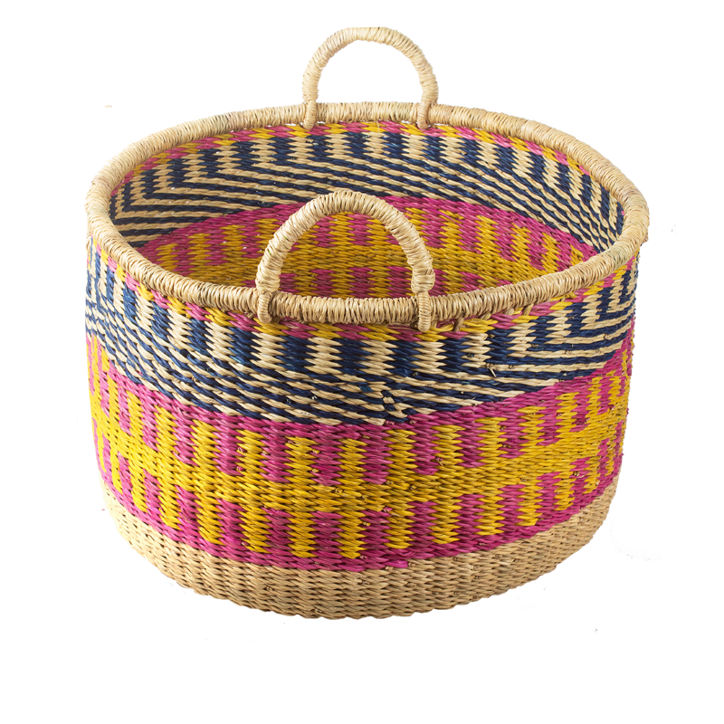 Kitsch Kitchen basket elephant grass round yellow L