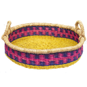 Kitsch Kitchen fruitmand olifantengras rond roze/blauw