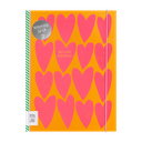 Pepa Lani bullet journal PRO Flower Pink on orange fancy hearts 