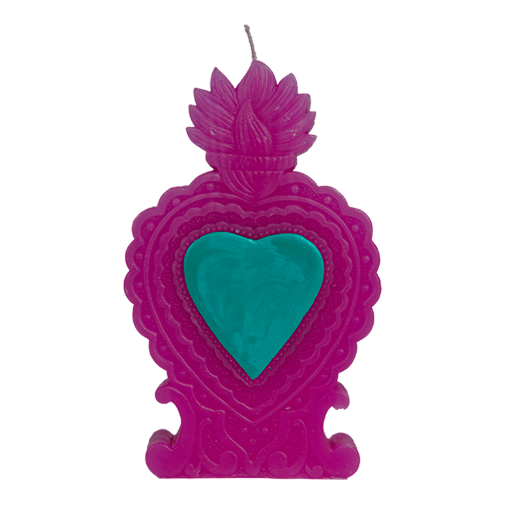 Kitsch Kitchen kaars Folclorico Milagro hart paars