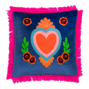 Kitsch Kitchen kussen Milagro hart donker-blauw franjes