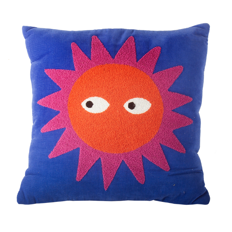 Kitsch Kitchen cushion Loteria sun blue