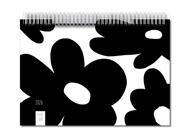 Pepa Lani family planner 2026 Black & White flowerbomb