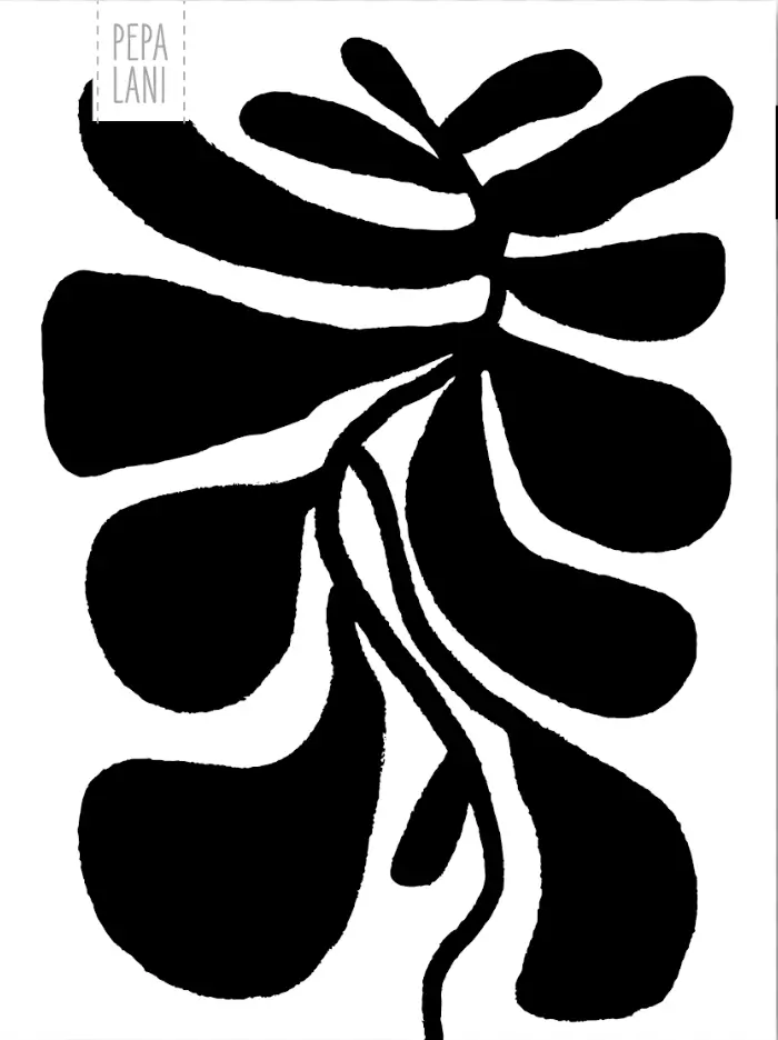 Pepa Lani large print calender 2026 Black & White leaves