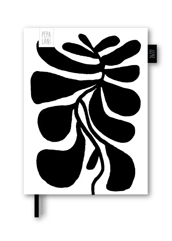 Pepa Lani diary 2026 Black & White leaves