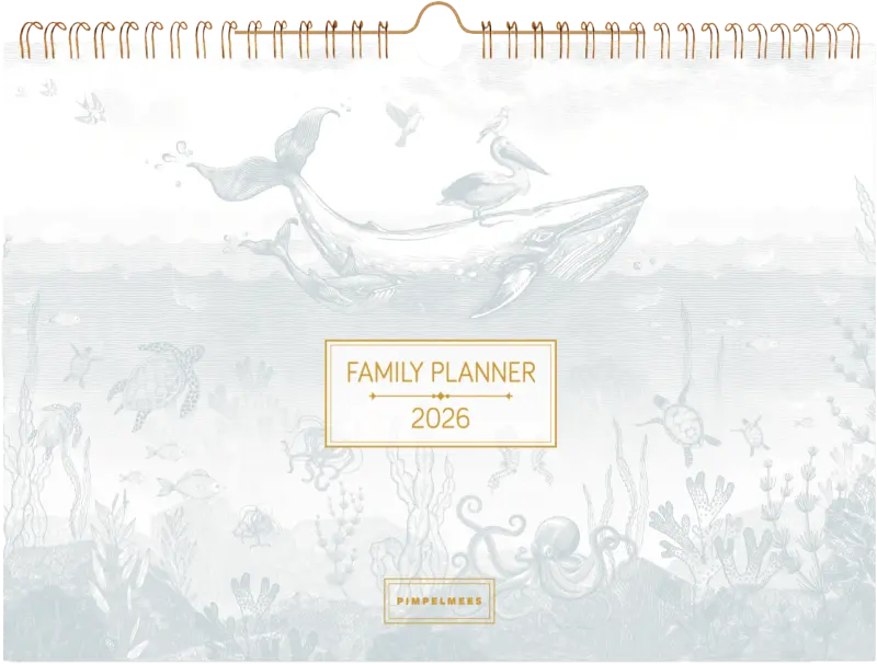 Pimpelmees family planner 2026 Mono Whale society breezy blue