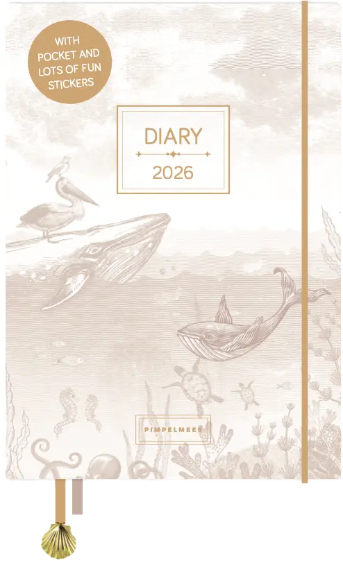 Pimpelmees diary 2026 Mono Whale society warm nude