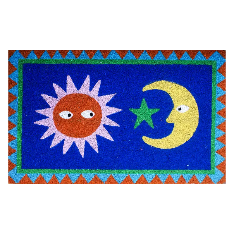 Kitsch Kitchen doormat Loteria sun moon blauw