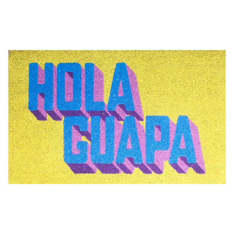 Kitsch Kitchen doormat Streetstyle Hola Guapa yellow