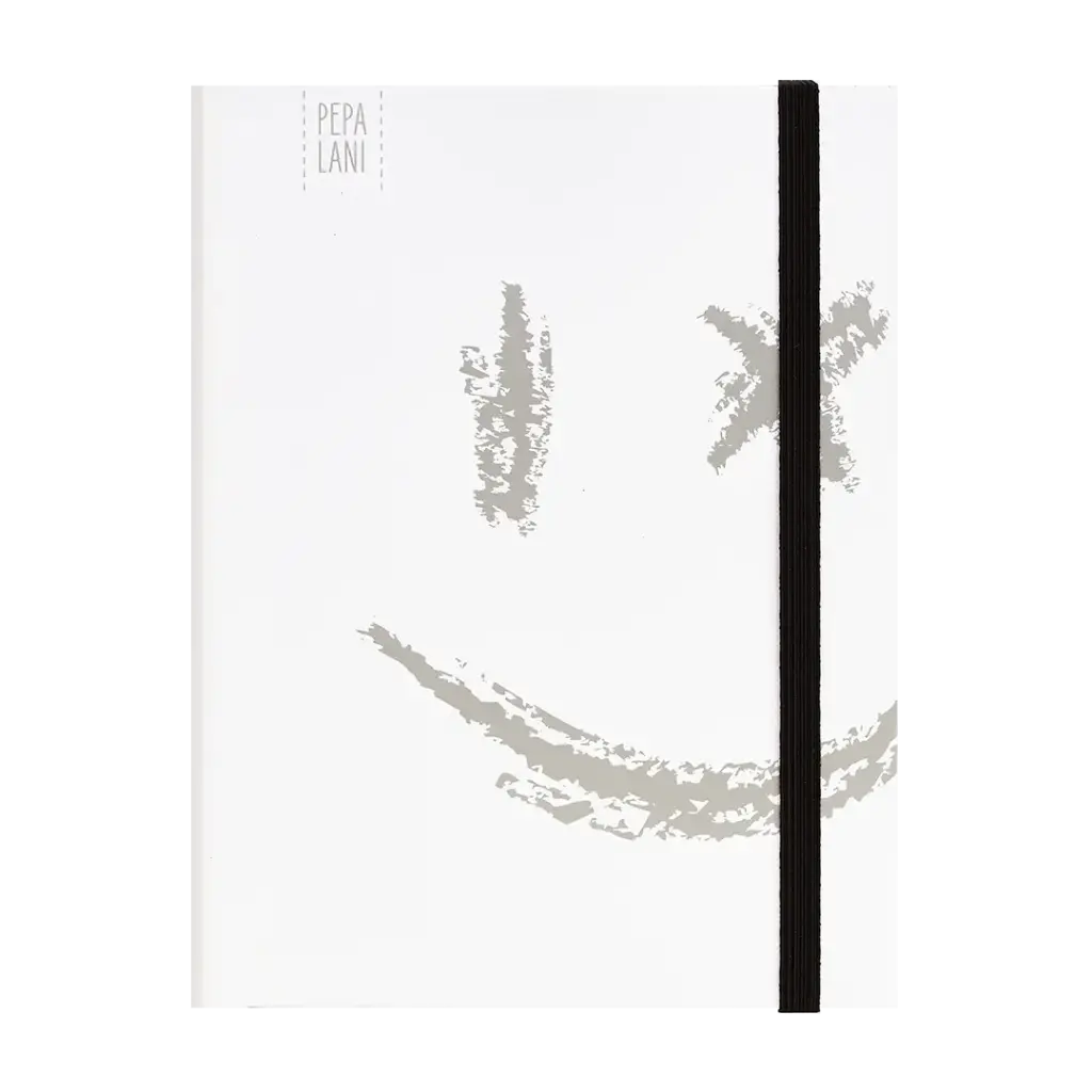 Pepa lani notebook A5 Black & White  Smiley big silver 
