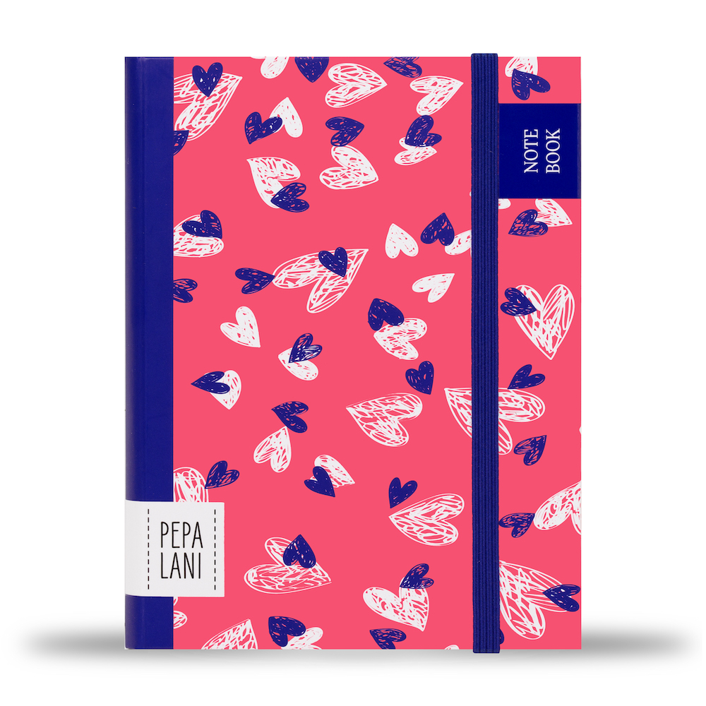 Pepa Lani notebook A6 Flower small hearts pink/white 