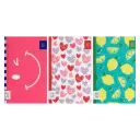 Pepa Lani notitieboek set/3 Spring Flower & Fruity hearts/lemon/wink 