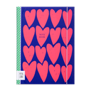 Pepa Lani notitieboek A5 Flower Pink on blue fancy hearts